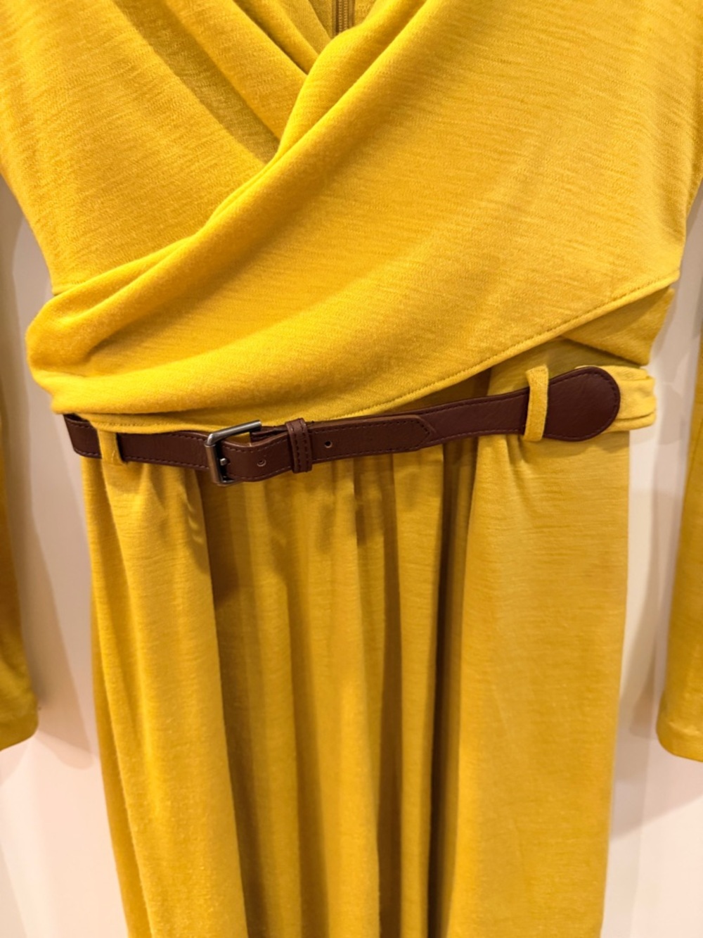 Tibi Mustard Wrap Front Tie Waist Dress Size Medium